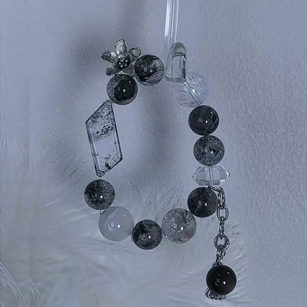 Zwarte witte kristallen armband